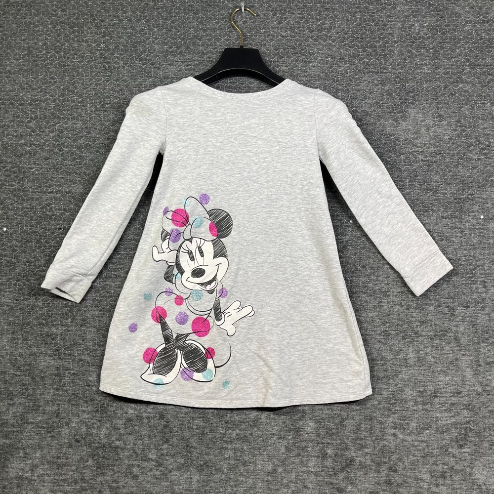 Disney Jumping Beans Dress Girls 7 Gray Good Minnie Mouse Glitter A-Line